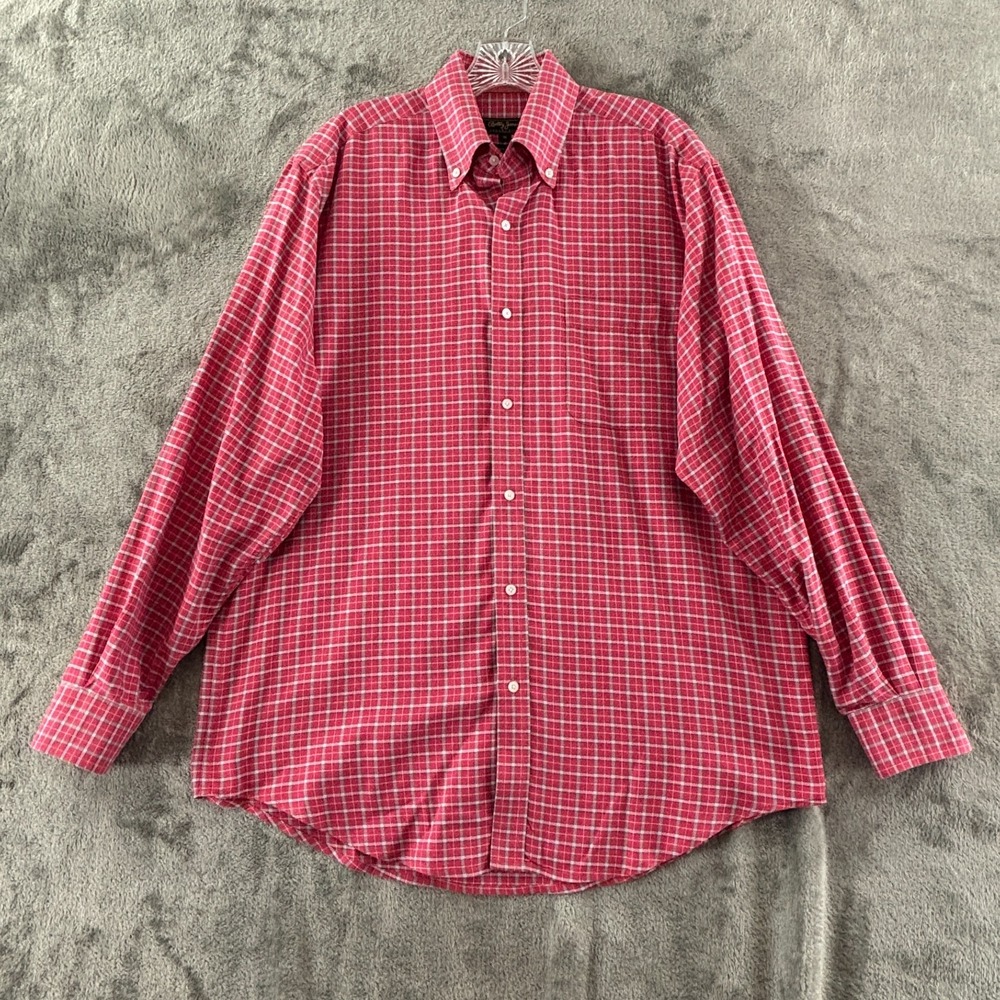 Bobby Jones Button Down Shirt Mens M Red Plaid Long Sleeve Woven In Italy